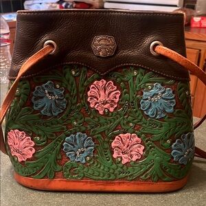 Montana Silversmiths Brown and Green Floral Shoulder Bag